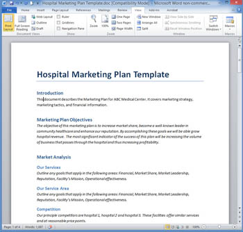 hospital marketing plan template